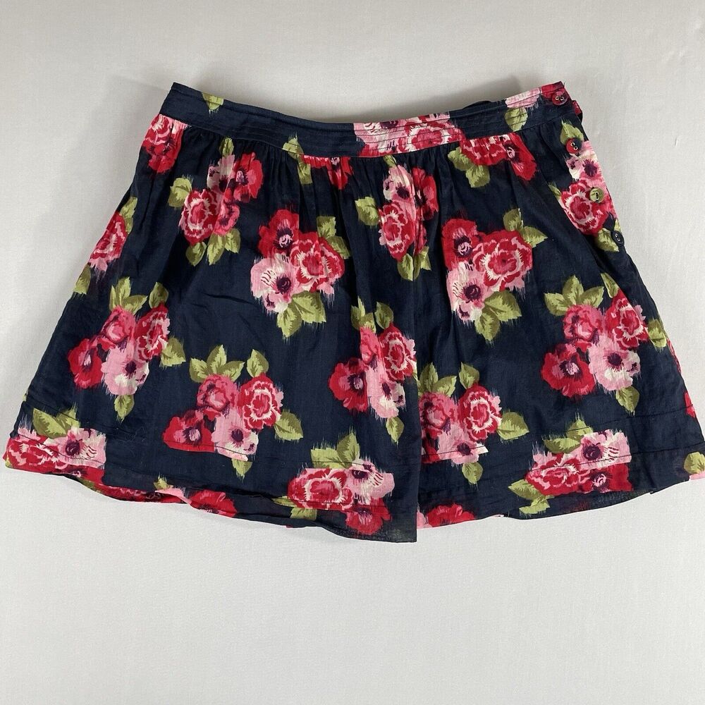 Heritage 1981 Pull On Full Mini Skirt Women’s M Blue Pink Floral Dbl Lined Vtg - Picture 1 of 12